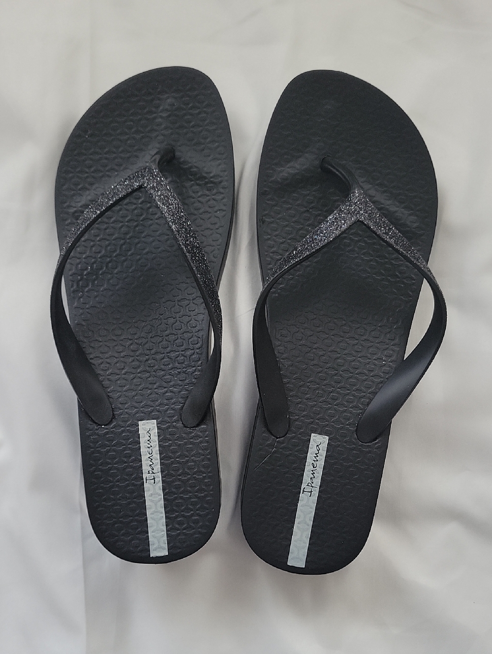 Ipanema Women's Black Glitter Wedge Flip Flops - Sz 10